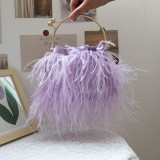 Ljusgröna Casual Daily Party Solid Patchwork Feathers Bags