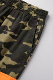 Camouflage Casual Imprimé Camouflage Patchwork Regular Taille Haute Pantalon Patchwork Conventionnel