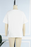 Witte casual T-shirts met letter O-hals