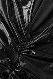 Robe longue noire sexy en patchwork uni
