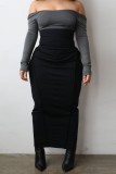 Grey Casual Solid Basic Skinny High Waist Conventional Solid Color Skirt