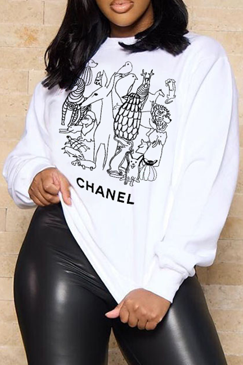 

White Street Daily Print Patchwork O Neck Tops