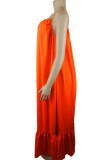 タンジェリン セクシー ソリッド パッチワーク フラウンス スパゲッティ ストラップ スリング ドレス プラス サイズ ドレス