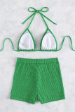 Costumi da bagno della rappezzatura della fasciatura solida sexy verde