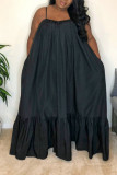 Мандариновое сексуальное однотонное лоскутное платье с оборками на тонких бретелях Платья больших размеров