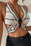 Black Sexy Solid Hollowed Out Patchwork Swimwears Cover Up