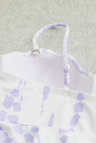 Maillot de bain à cordon imprimé patchwork violet clair