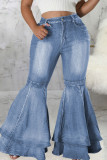 Blue Street Solid Patchwork Jeans taglie forti