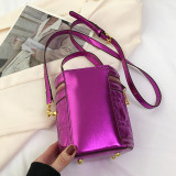 Gold Casual Daily Solid Patchwork Zipper Bags