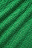 Grön Sexig Solid Bandage Patchwork Asymmetrisk Cardigan Krage Ärmlös två delar