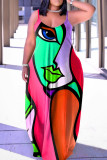 Vestido largo con tirante de espagueti sin espalda con estampado casual sexy multicolor Vestidos