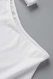 T-shirts à col roulé asymétriques imprimés décontractés blancs