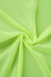 Fluorescerande Green Street Solid Patchwork Turndown-krage Långärmad Två delar