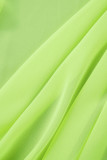 Флуоресцентный зеленый уличный однотонный пэчворк с отложным воротником и длинным рукавом из двух частей