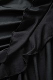 Robes de robe sans manches à bretelles spaghetti noires et solides