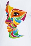 Grijze casual T-shirts met dagelijkse print en patchwork O-hals