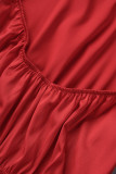 Mameluco regular rojo sexy casual sólido vendaje sin espalda halter