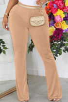 Fondo de color sólido de cintura alta con corte de bota sólido diario casual rosa naranja