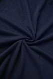 Темно-синий Повседневный принт с леопардовым принтом в стиле пэчворк О-образный вырез С короткими рукавами Из двух частей