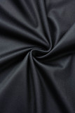 Robes décontractées noires à imprimé patchwork et col rond A