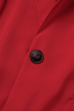 Röd Casual Solid Patchwork-knappar Turn-back krage ärmlös två delar
