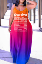 Мандариново-красный сексуальный повседневный принт с открытой спиной на тонких бретельках длинное платье платья