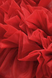 Hauts à col rond avec des appliques en patchwork uni élégant rouge