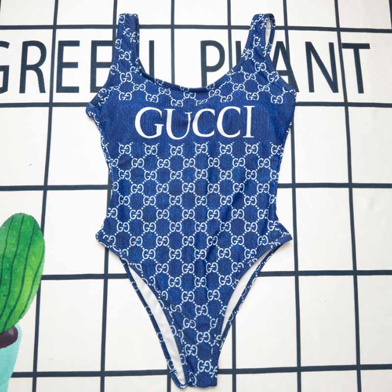 

Blue Sexy Letter Backless Swimwears