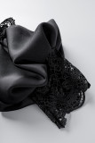 La rappezzatura solida sexy nera trasparente fuori dai vestiti dal vestito da sera della spalla