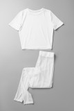 White Sexy Solid Patchwork See-through O Neck Short Sleeve Two Pieces