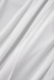 Белые сексуальные прозрачные однотонные лоскутные двойки с круглым вырезом и короткими рукавами
