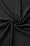 Черные повседневные однотонные платья трапециевидной формы с вырезом и V-образным вырезом