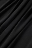 Colar assimétrico preto casual sólido vazado retalhos tamanho grande duas peças