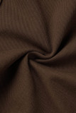 Vaqueros de mezclilla regular de cintura alta de patchwork sólido informal marrón