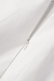 Белые повседневные однотонные лоскутные отложные воротники с длинным рукавом из двух частей