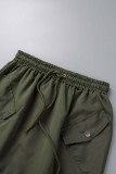 Army Green Casual Solid Patchwork Skinny High Waist Conventional Solid Color Skirts