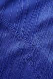 Robe de soirée à col en V et patchwork à pampilles solides bleu royal