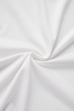 Branco Sexy Sólido Patchwork Transparente Gola O Manga Curta Duas Peças