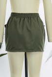 Army Green Casual Solid Patchwork Skinny High Waist Konventionelle einfarbige Röcke
