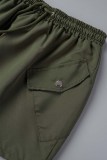 Армейские зеленые повседневные однотонные однотонные юбки в стиле пэчворк с высокой талией и высокой талией