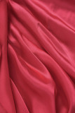 Vestido de noche de cuello oblicuo con abertura sin espalda sólida formal sexy rojo Vestidos