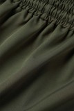 Faldas de color sólido convencional de cintura alta informales de retazos sólidos verde militar