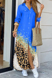 Платье-рубашка с отложным воротником и отложным воротником в стиле лейк-синего цвета