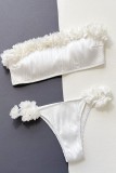 Maillots de bain dos nu patchwork bandage solide blanc sexy (avec rembourrages)