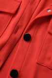 Rosso casual tinta unita patchwork colletto rovesciato manica corta due pezzi