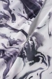 Multicolor Casual Print Basic Half A Turtleneck Short Sleeve Dress