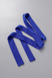 Azul casual patchwork sólido com fivela gola virada para trás sem mangas duas peças