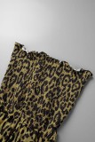 Luipaardprint Sexy print Luipaard patchwork rugloze strapless rechte jumpsuits