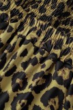 Leopardtryck Sexigt tryck Leopard Patchwork Backless Strapless Straight Jumpsuits