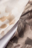 Хаки сексуальные повседневные печати спинки с разрезом спагетти ремень длинное платье платья